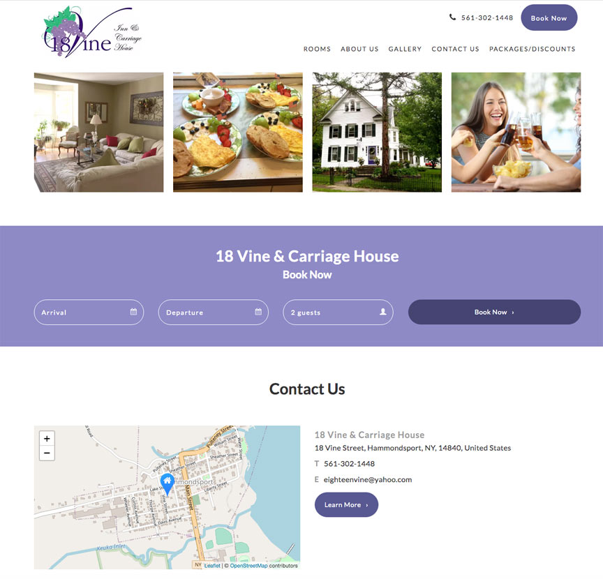 Doug Amey website Design, 18 Vine Bed and Breakfast, Hammondsport, NY