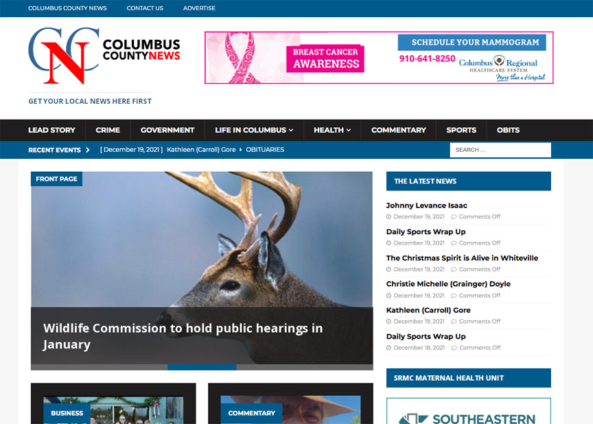 Website Design for Columbus County News