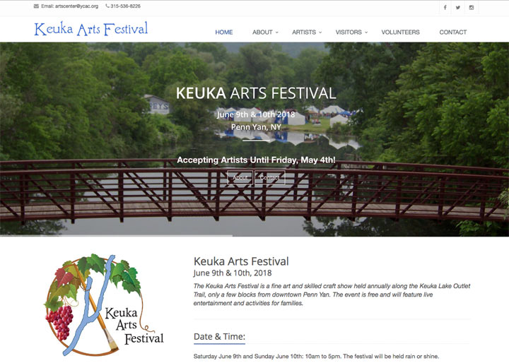 Keuka Arts Festival, Doug Amey Website Design