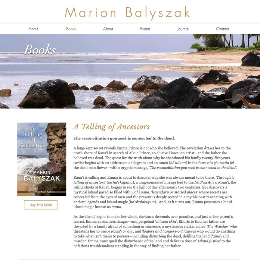 Doug Amey website Design, Writer Marion Balyszak