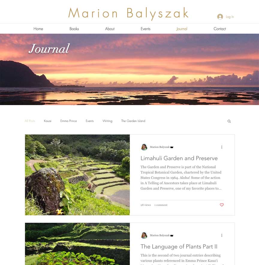 Doug Amey website Design, Writer Marion Balyszak
