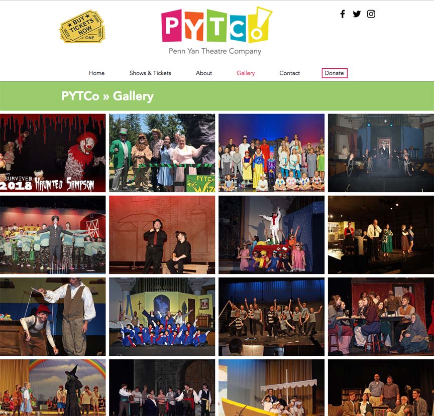 Doug Amey website Design, Penn Yan Theatre Company