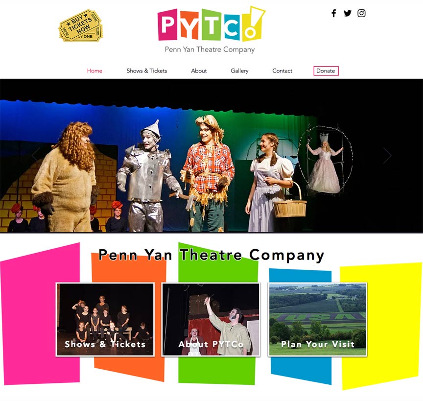 Doug Amey website Design, Penn Yan Theatre Company