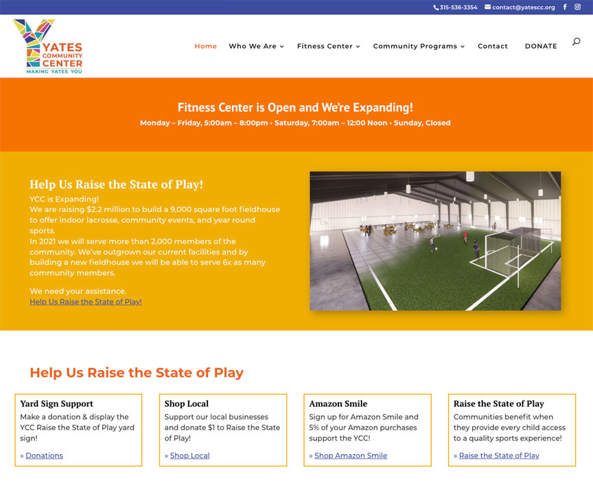 Yates Community Center Website Design